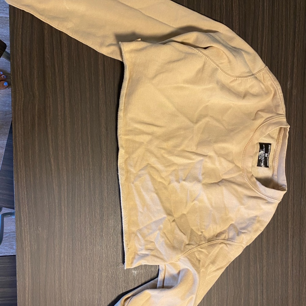 Beige Cropped Sweatshirt - Picture 3 of 5